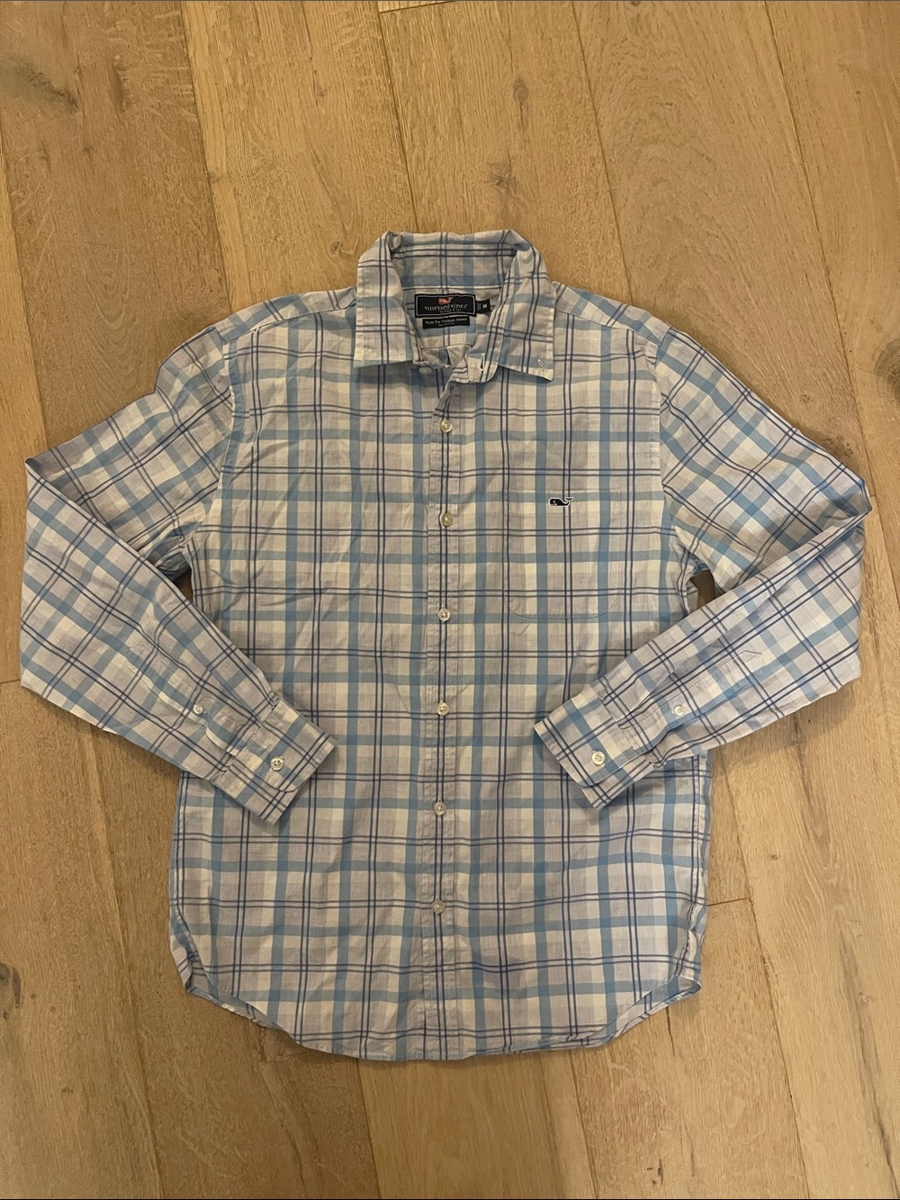 Vineyard Vines Blue and White Plaid Button-Down Shirt